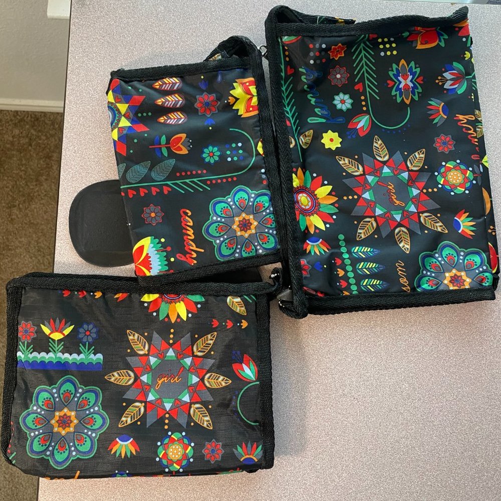Donna Moore DM Cosmetic zippered Make Up Bag with mirror Unisex set of 3 - Picture 8 of 10